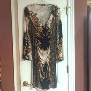Venus dress. Size Medium. Black, gold, cream.